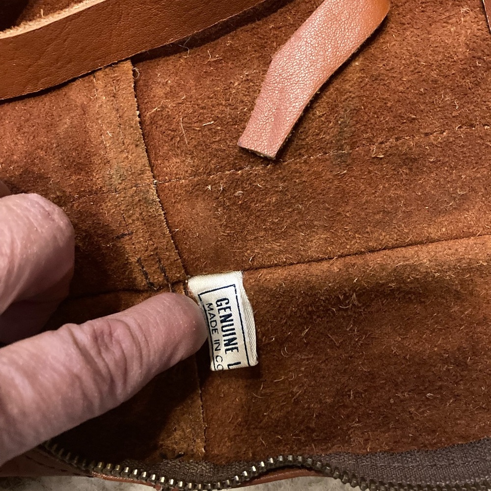 Vintage Brown Genuine Leather Bag Made In Columbia zippers pockets Men's Bag - Picture 3 of 15
